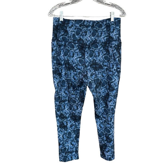 Danskin Women's Watercolor Floral Printed Leggings Blue Size Large - Picture 2 of 11